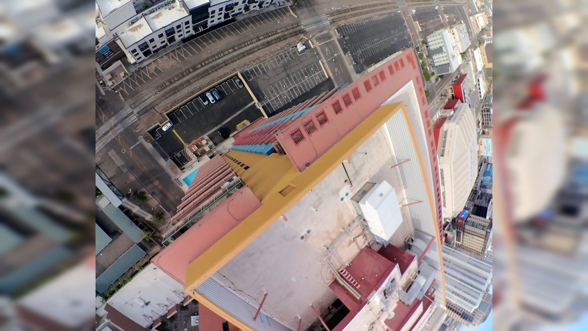 FPV dive alongside a downtown Phoenix building