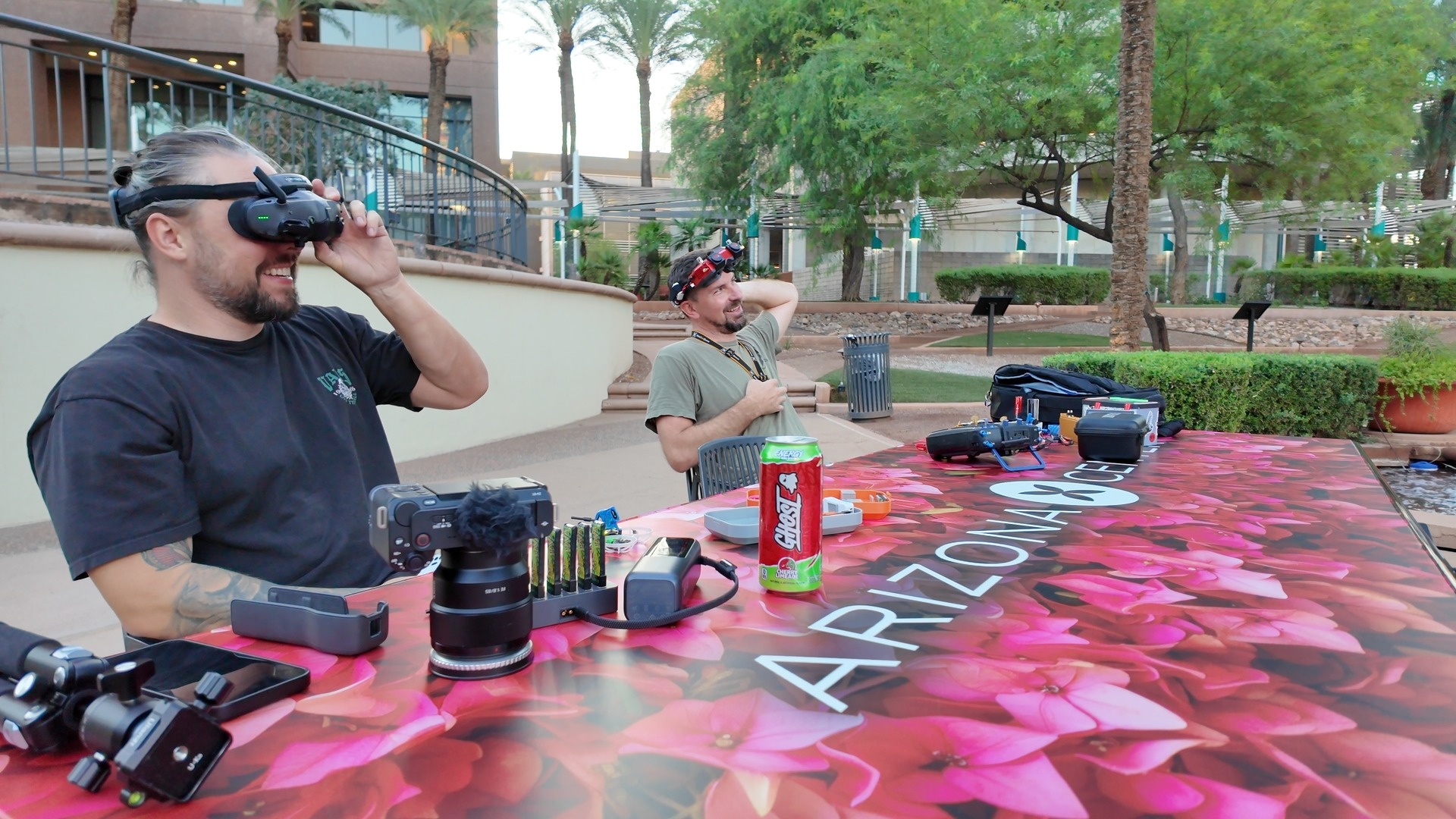 Devon and a fellow pilot during a downtown FPV session